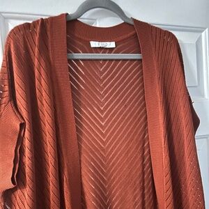 Cleo Orange Thin-Knit Cardigan